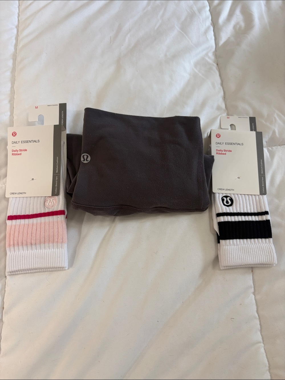 Size 6 Lululemon Align pants VGUC. Grey. 2 pair Lululemon Ribbed socks size med.